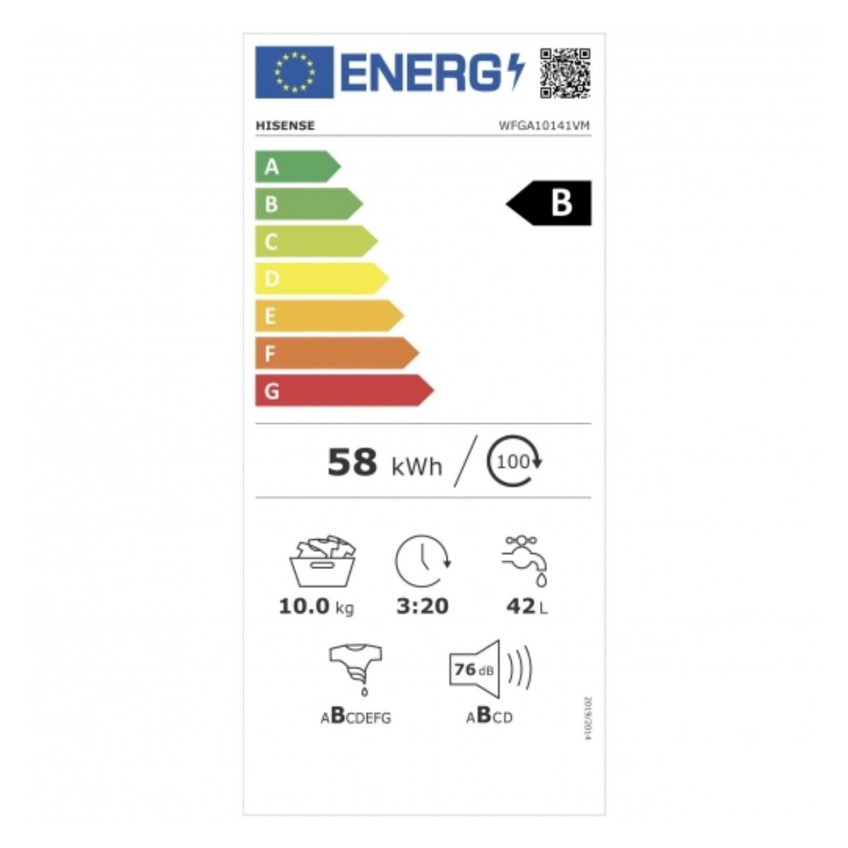 Lavadora Hisense WFGA10141VM 1400 rpm Blanco 10 kg