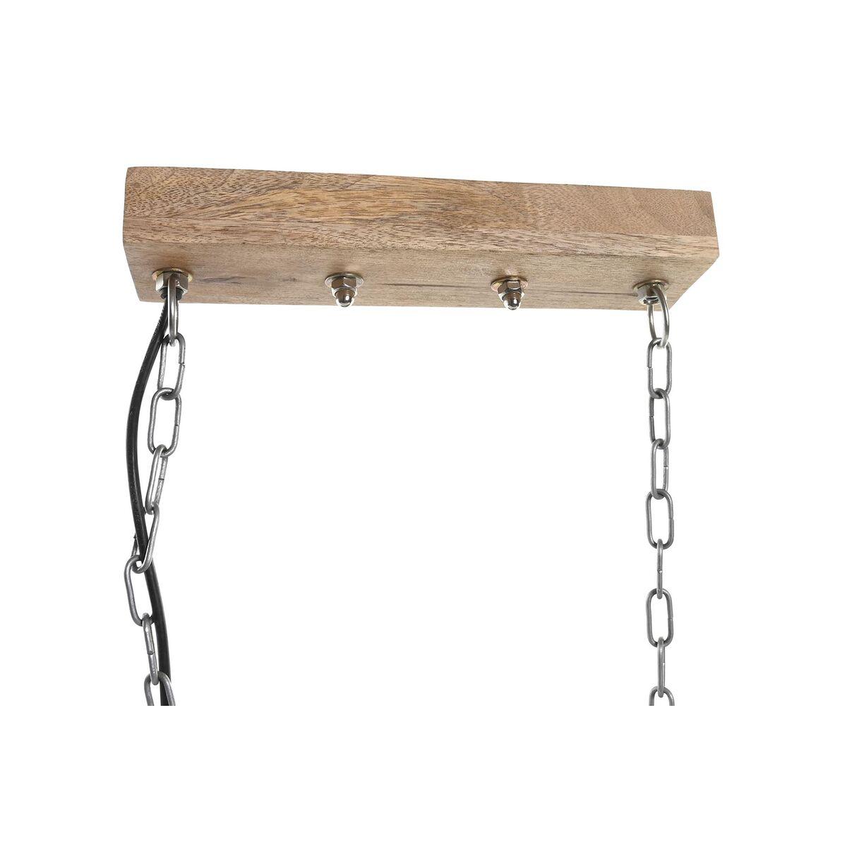 Lámpara de Techo DKD Home Decor Marrón Plateado Hierro Madera de mango 50 W 72 x 16 x 32 cm