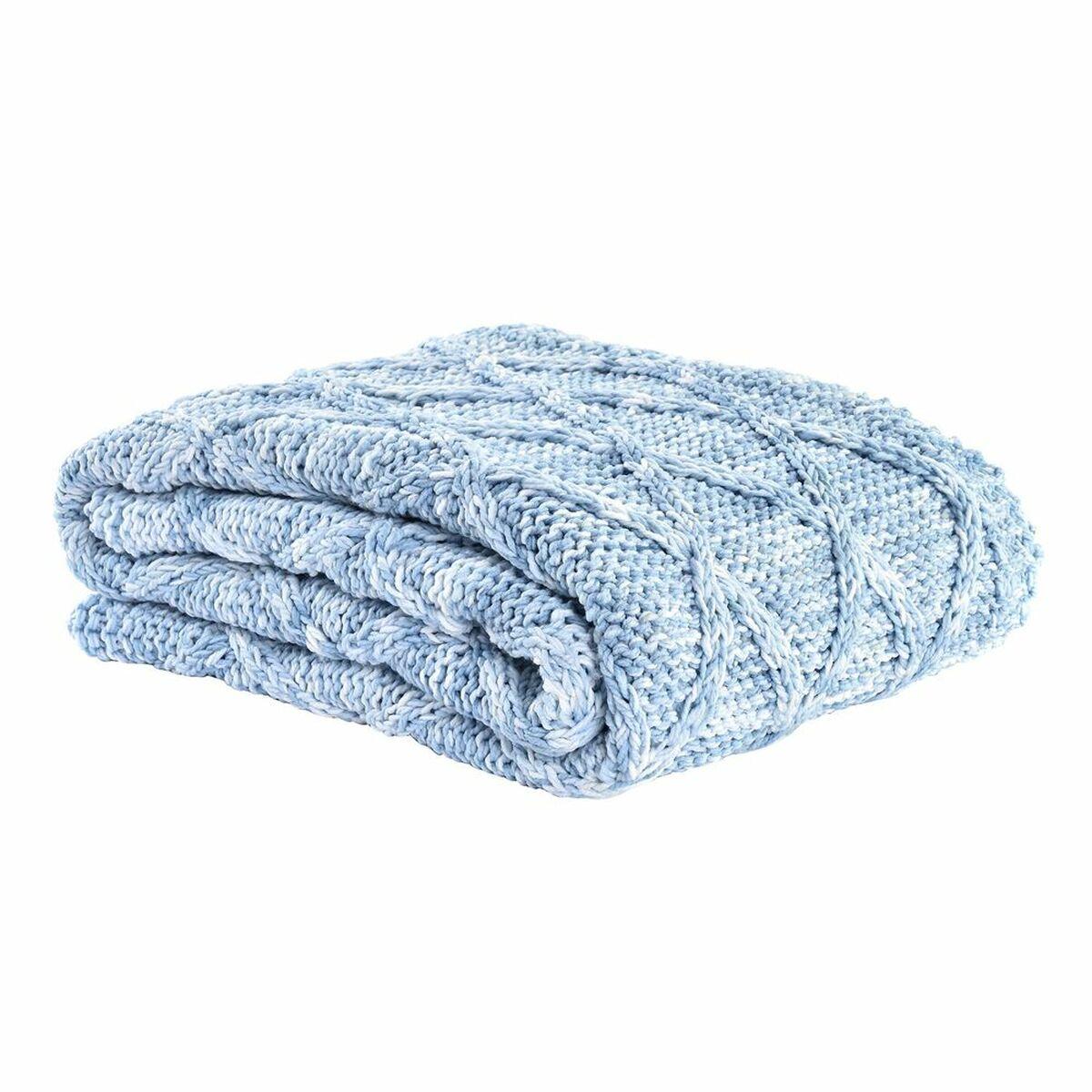 Cubrecamas DKD Home Decor Azul Azul cielo 150 x 125 x 1 cm (2 Unidades)