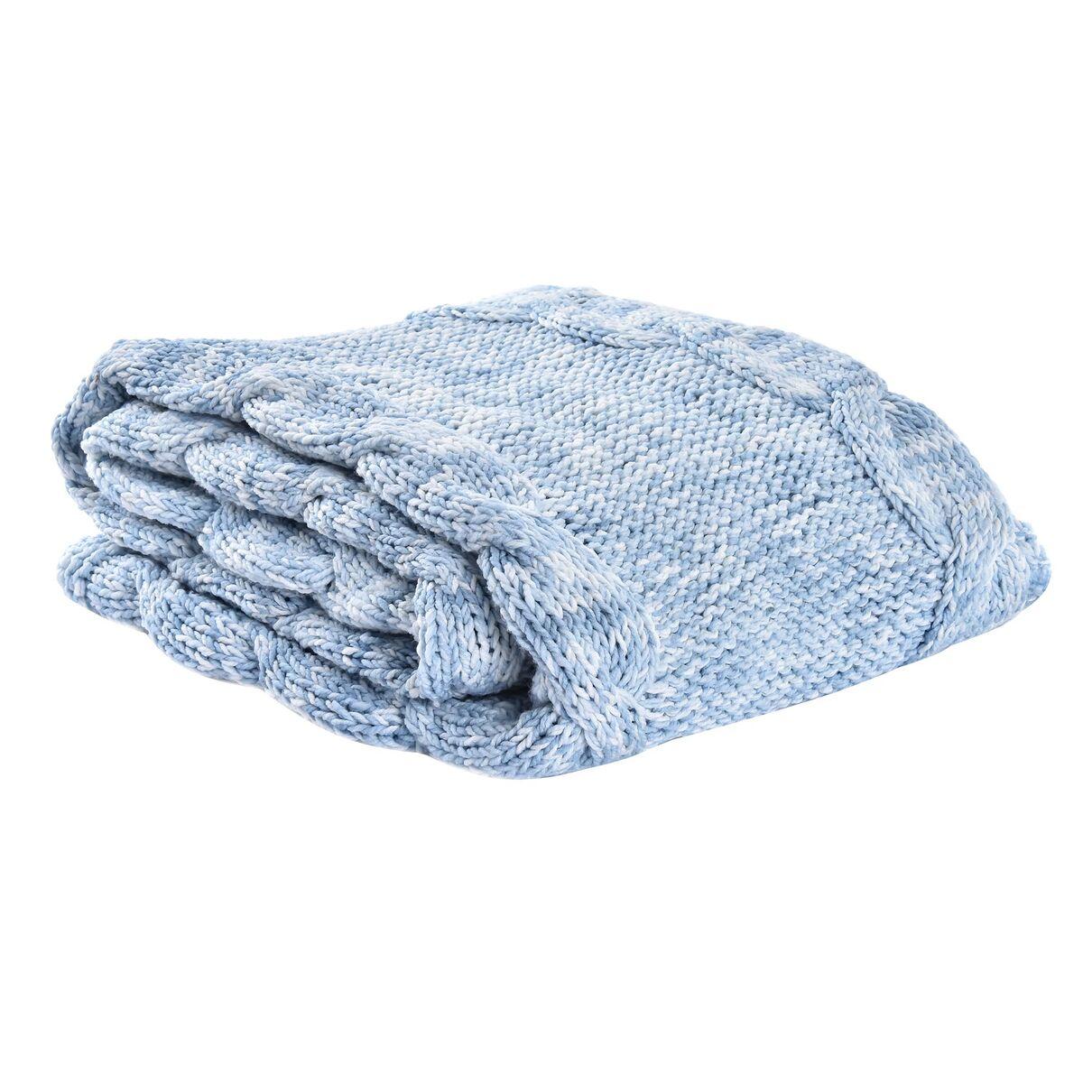 Cubrecamas DKD Home Decor Azul Azul cielo 150 x 125 x 1 cm (2 Unidades)