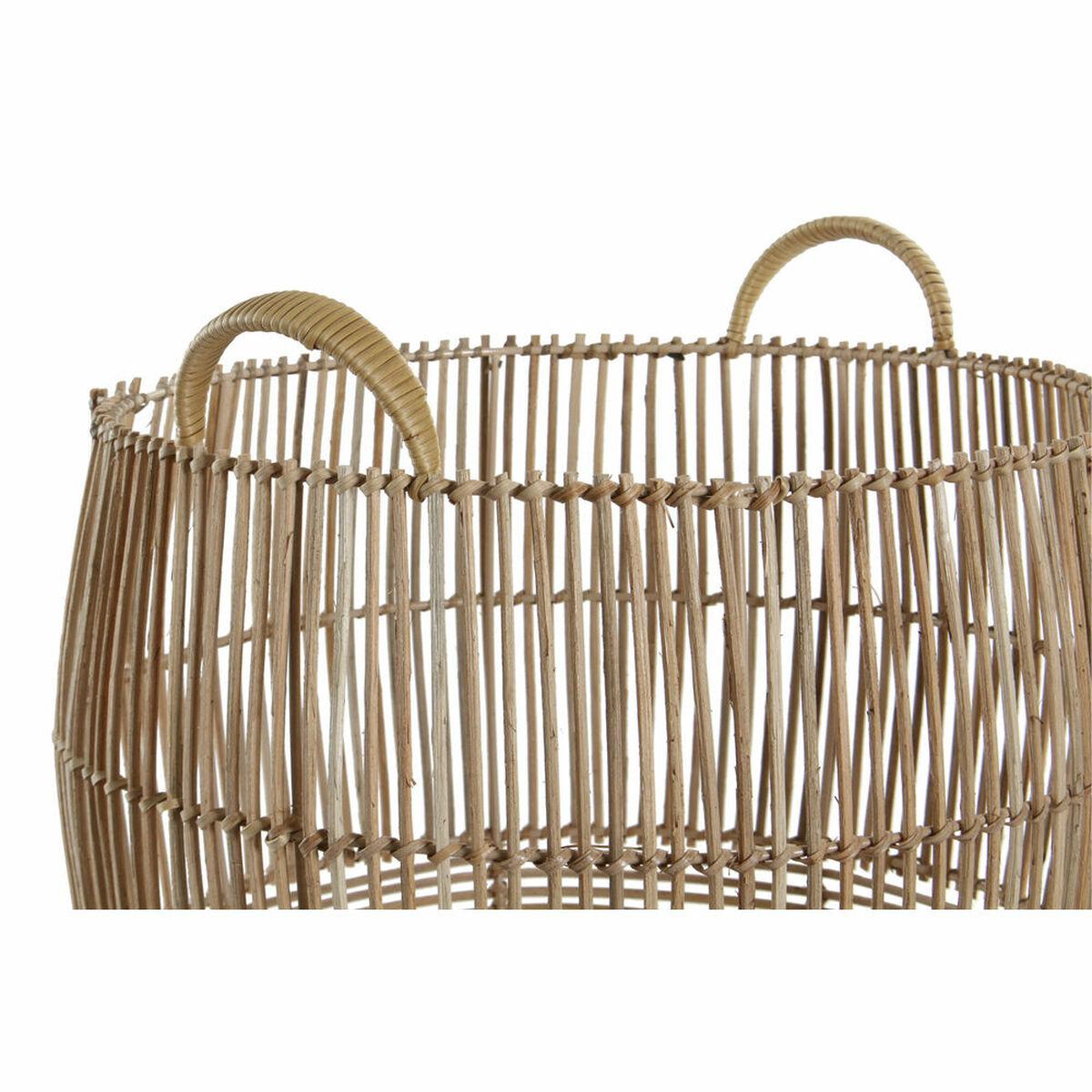 Juego de Cestas DKD Home Decor Metal Ratán (40 x 40 x 38 cm)