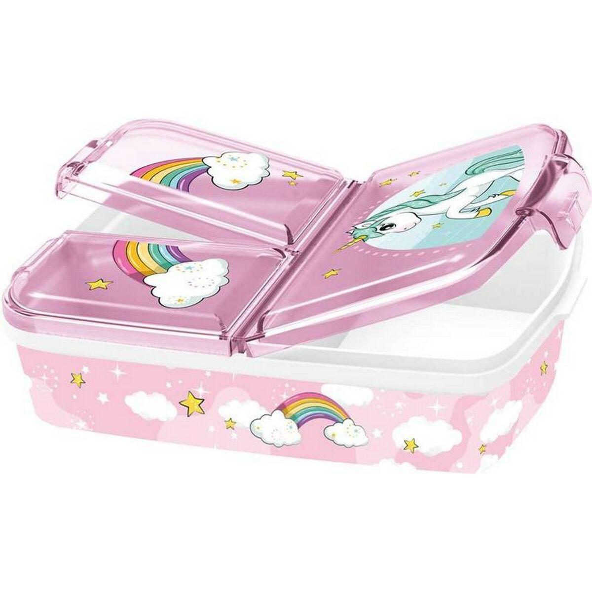 Fiambrera con Compartimento para Cubiertos Stor Unicorn Rainbow (6,7 x 16,5 x 19,5 cm)