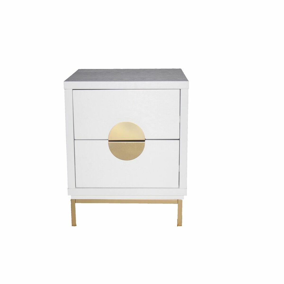 Mesita de Noche DKD Home Decor Blanco Dorado 40 x 40 x 50 cm