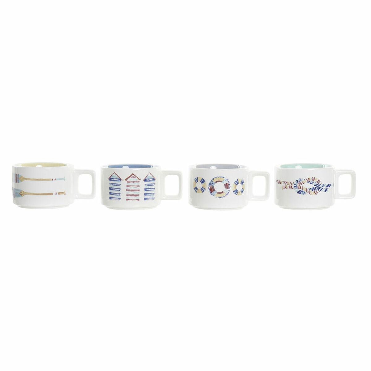 Juego de Tazas de Café DKD Home Decor Azul Multicolor Metal Dolomita 260 ml