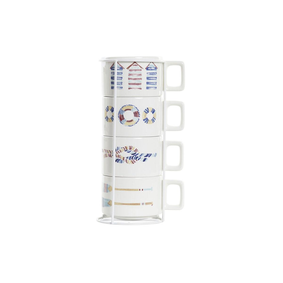 Juego de Tazas de Café DKD Home Decor Azul Multicolor Metal Dolomita 260 ml