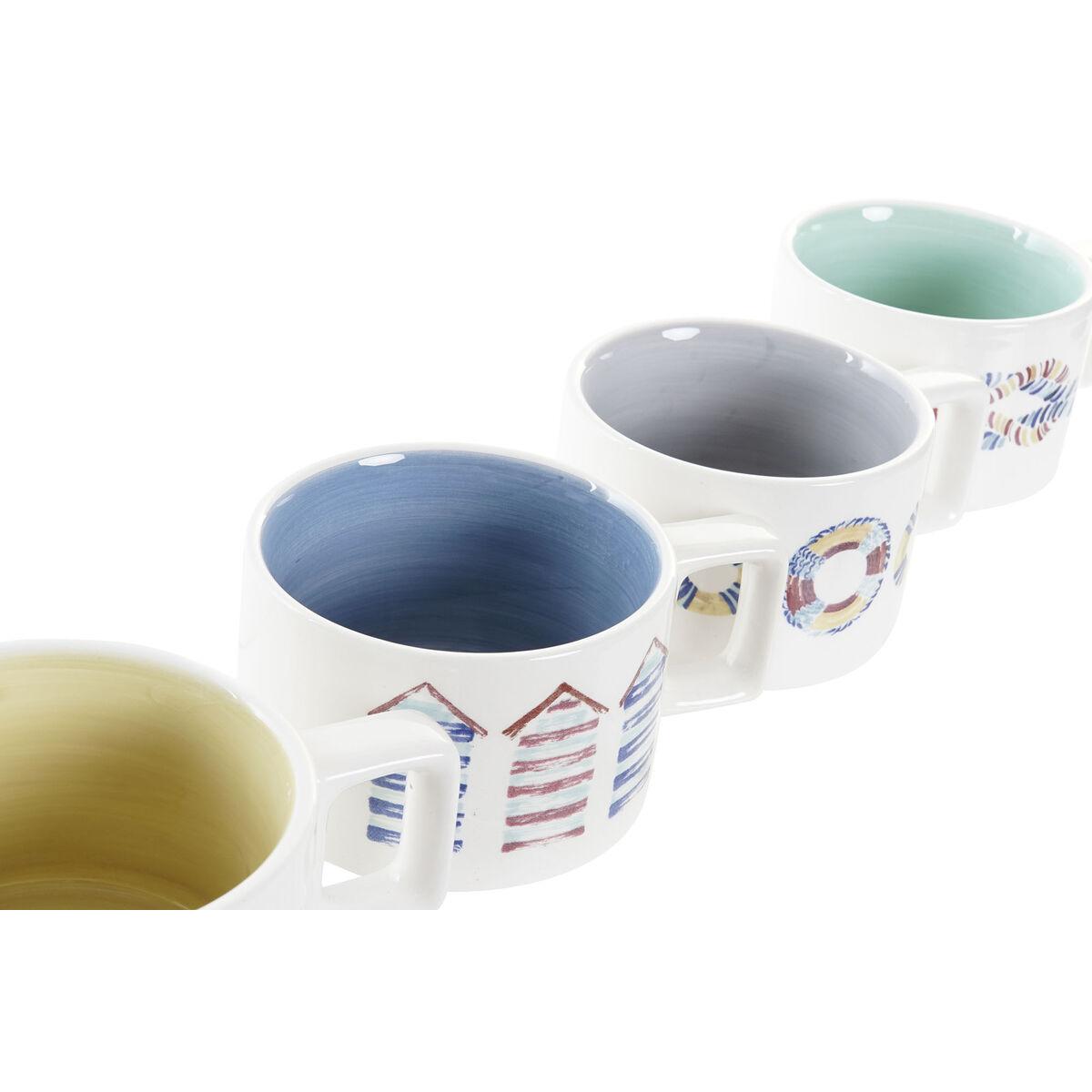 Juego de Tazas de Café DKD Home Decor Azul Multicolor Metal Dolomita 260 ml