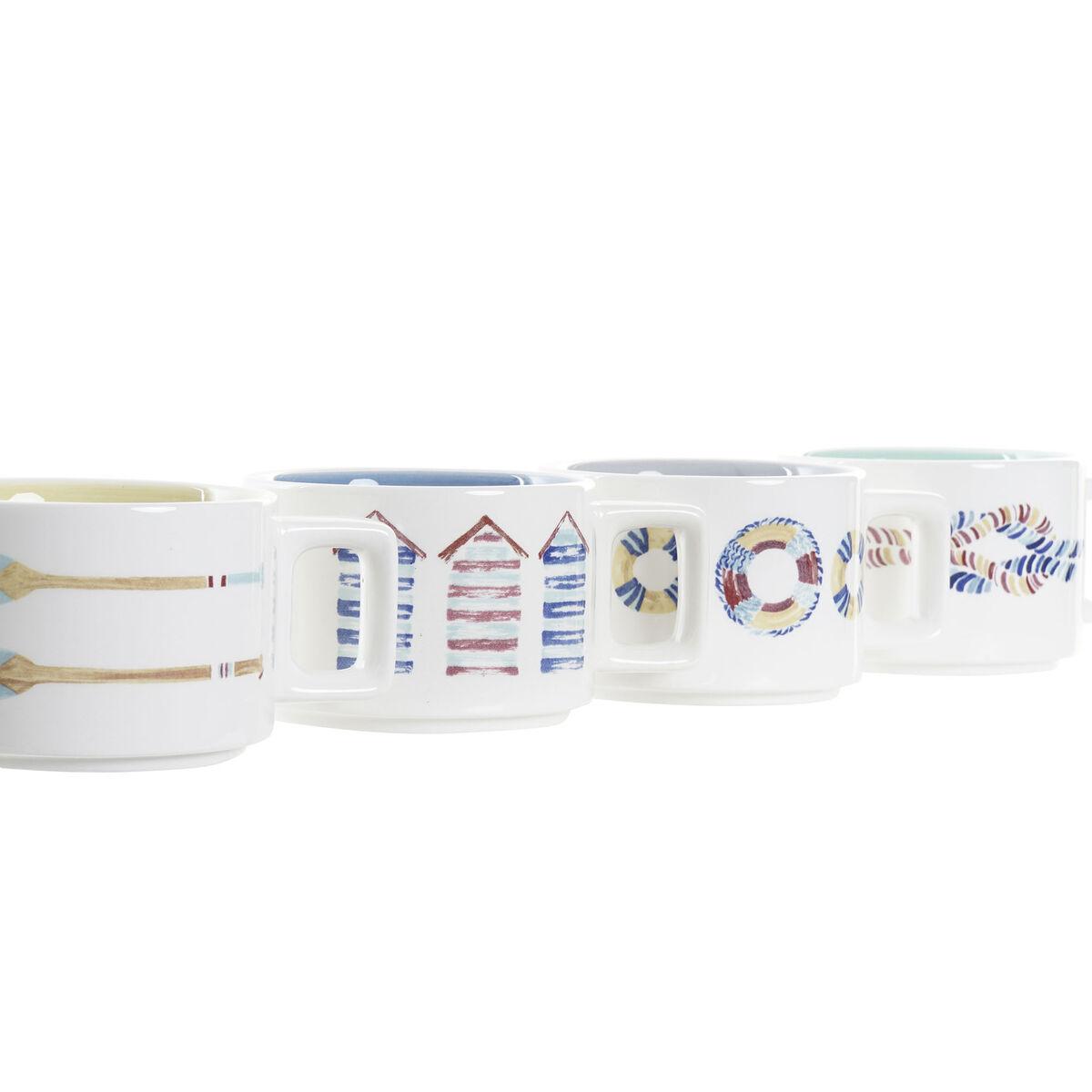 Juego de Tazas de Café DKD Home Decor Azul Multicolor Metal Dolomita 260 ml