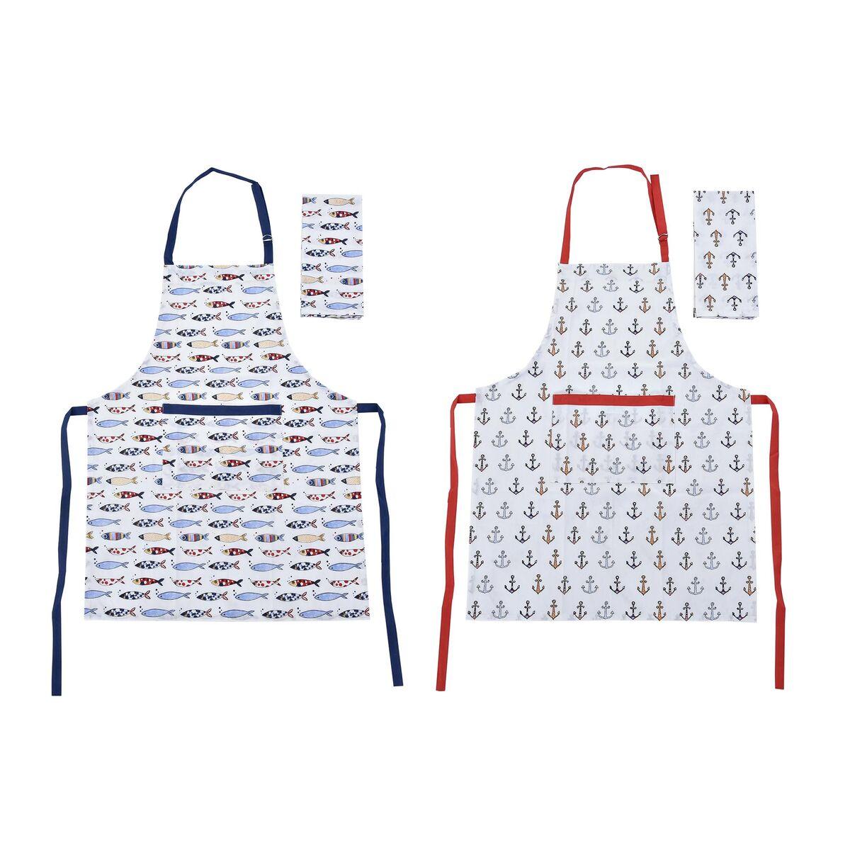 Set de Cocina DKD Home Decor Marino Poliéster Algodón (60 x 80 x 0,5 cm) (2 Unidades)