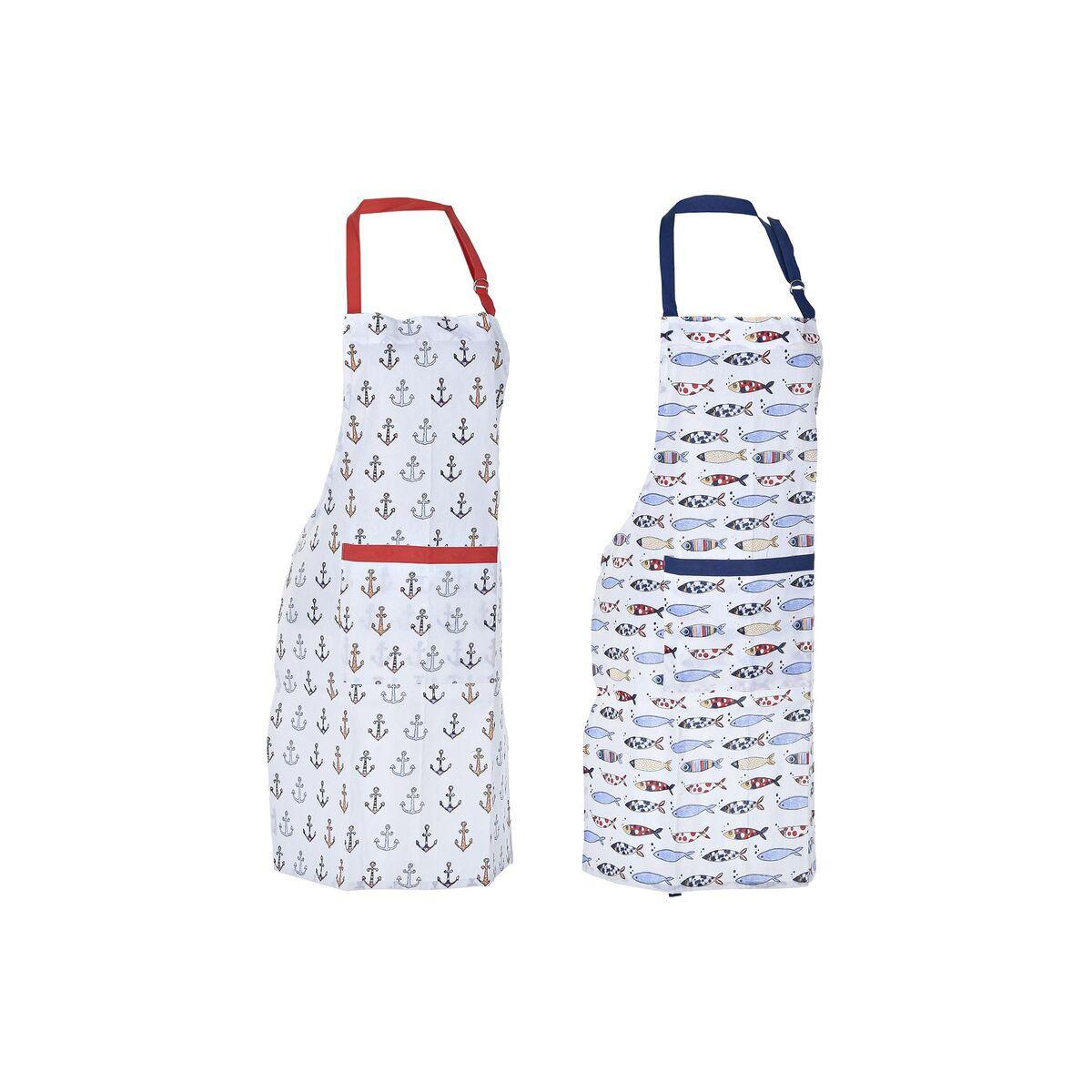 Set de Cocina DKD Home Decor Marino Poliéster Algodón (60 x 80 x 0,5 cm) (2 Unidades)