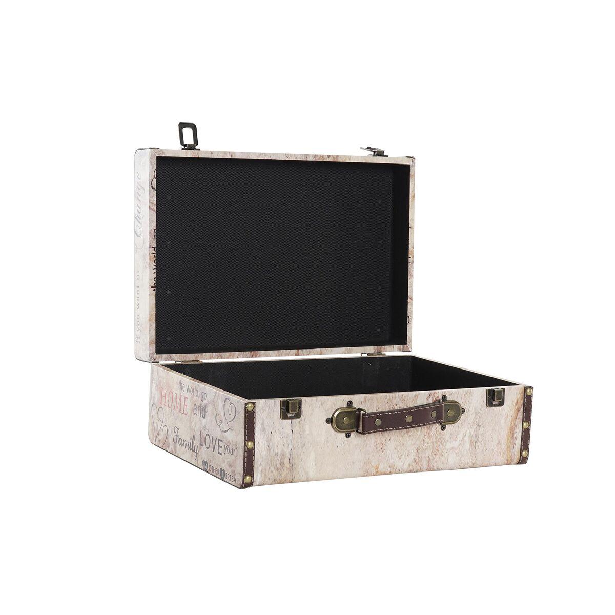 Juego de Cajas Decorativas DKD Home Decor Amor Lienzo Madera (3 pcs)