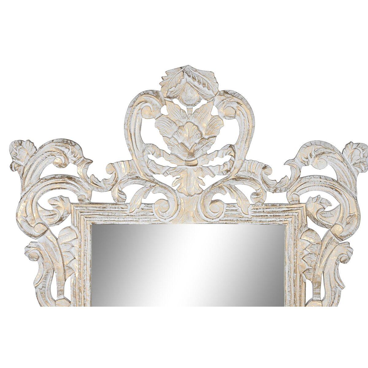 Espejo de pared DKD Home Decor Blanco Cristal Madera de mango Neoclásico Decapé 90 x 3 x 135 cm