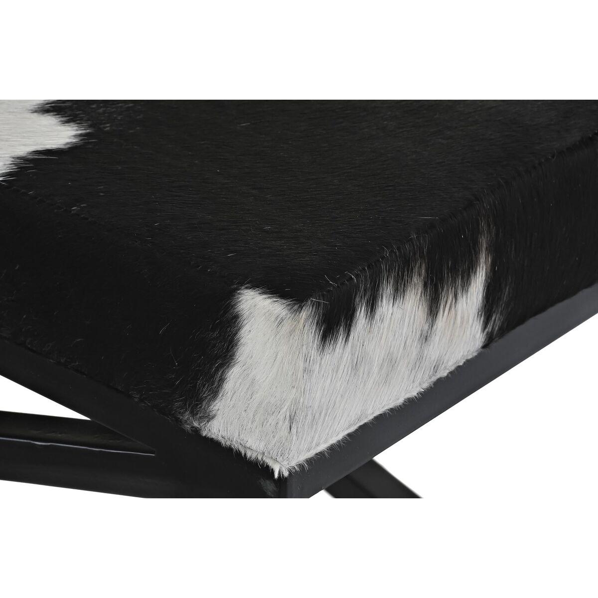 Butaca Pie de Cama DKD Home Decor Negro Beige Metal Marrón Piel Blanco Colonial (120 x 40 x 50 cm)