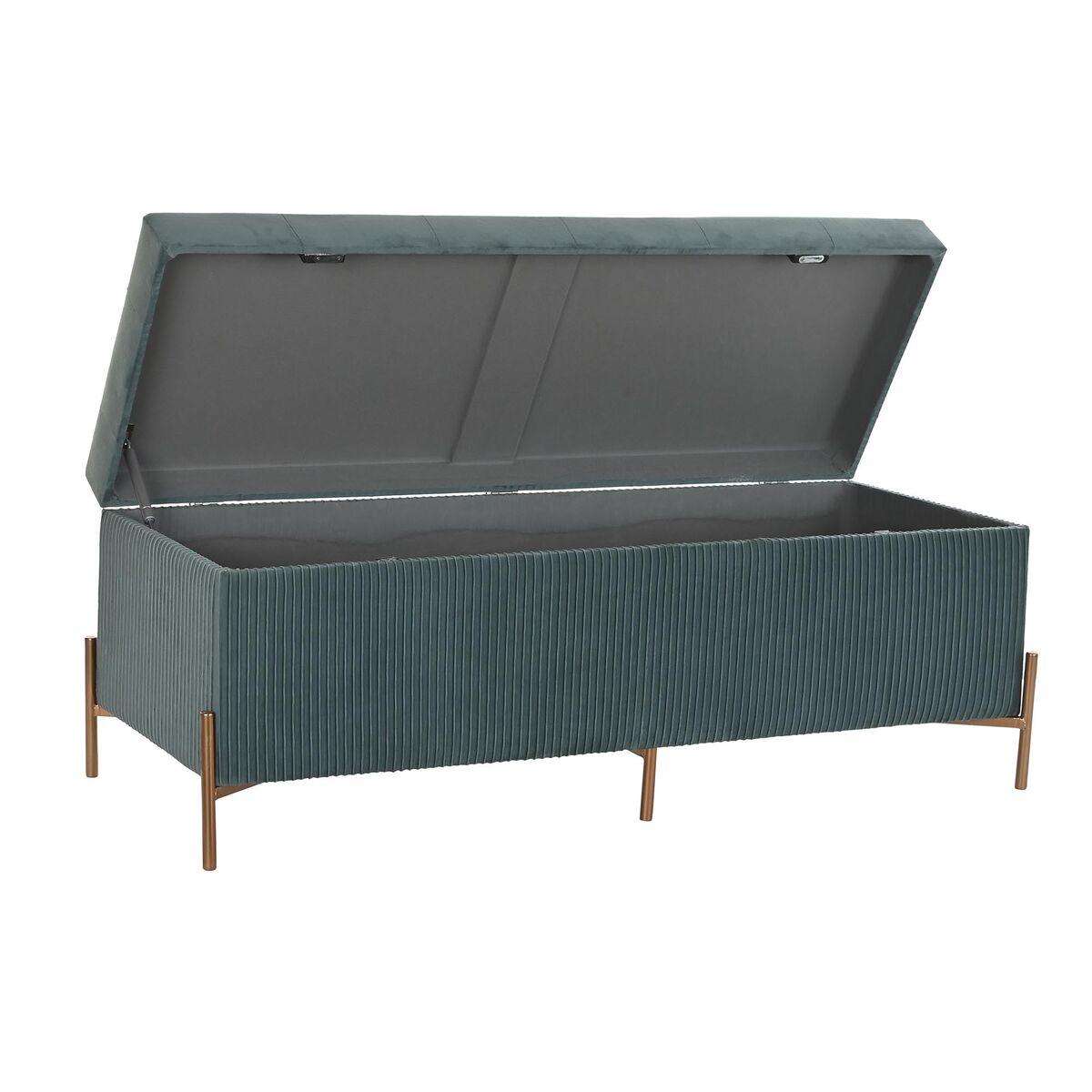 Butaca Pie de Cama DKD Home Decor Poliéster MDF Verde Glamour (115 x 40 x 45 cm)