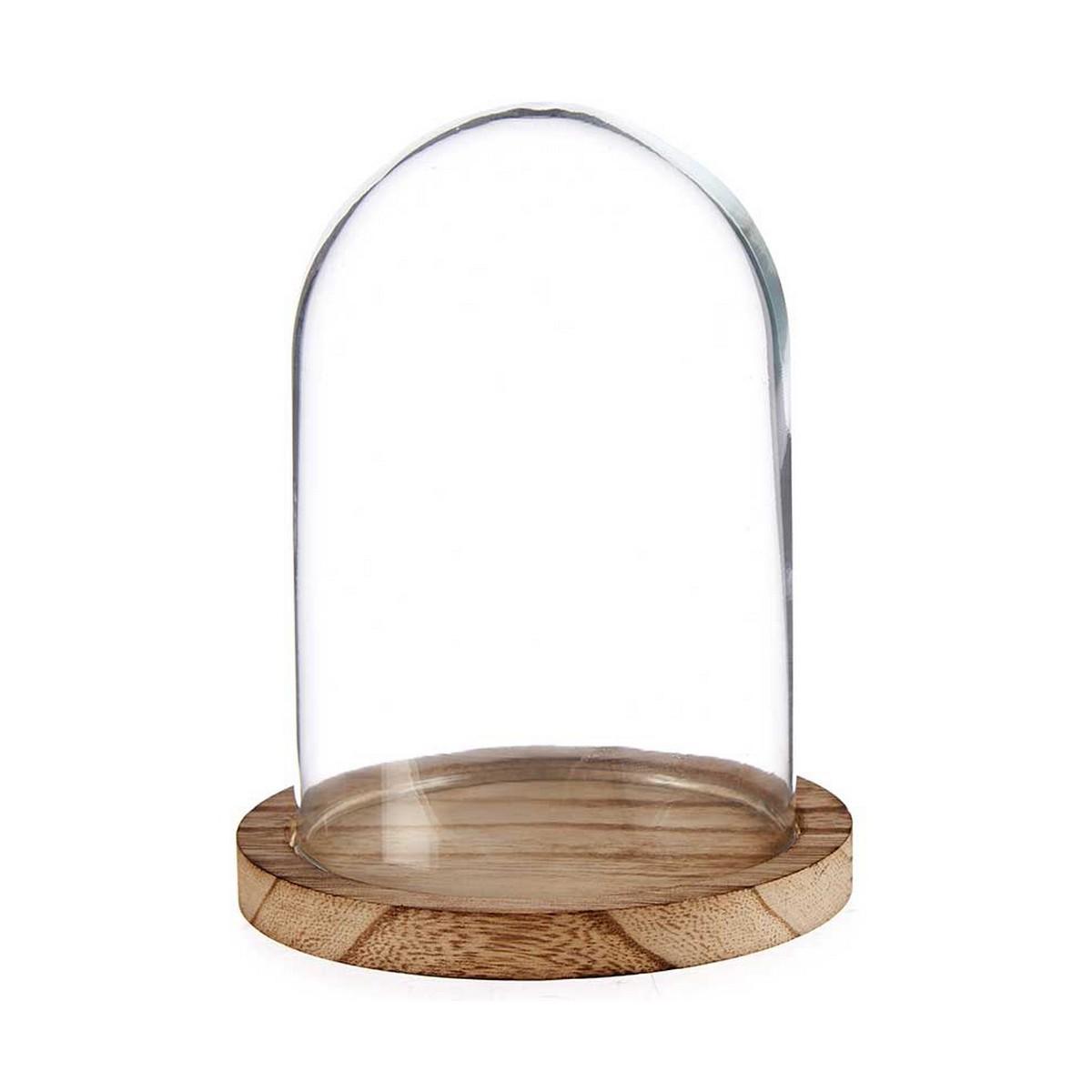 Figura Decorativa Marrón Transparente Cúpula Cristal Madera (12,5 x 15,5 x 12,5 cm)