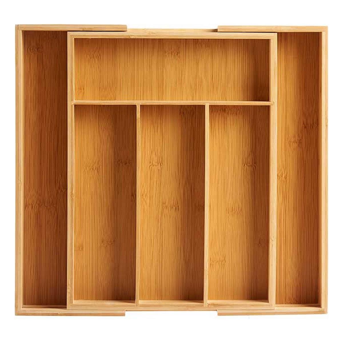 Organizador para Cubiertos Extensible Marrón Bambú (29 x 5 x 38 cm)