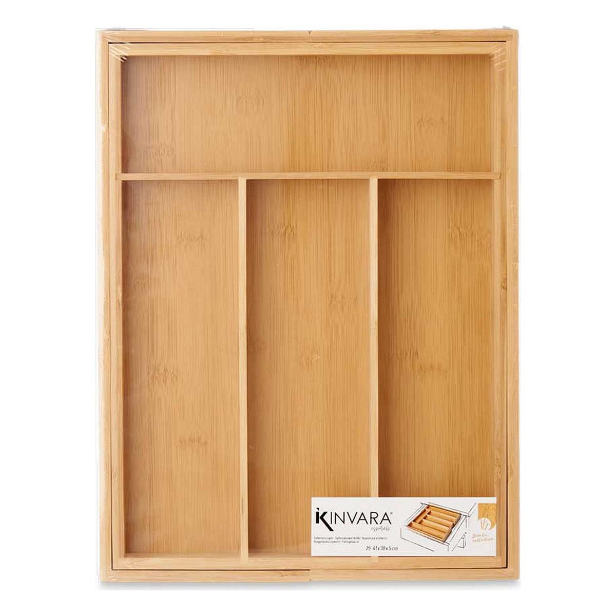 Organizador para Cubiertos Extensible Marrón Bambú (29 x 5 x 38 cm)