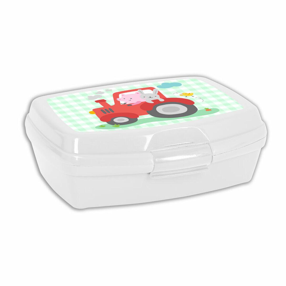 Fiambrera para Sandwich Safta Granja Plástico Blanco Verde Claro (17 x 6 x 14 cm)