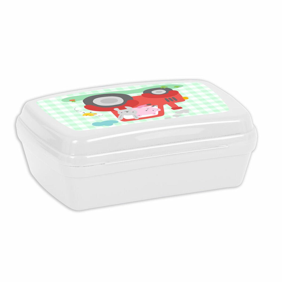 Fiambrera para Sandwich Safta Granja Plástico Blanco Verde Claro (17 x 6 x 14 cm)