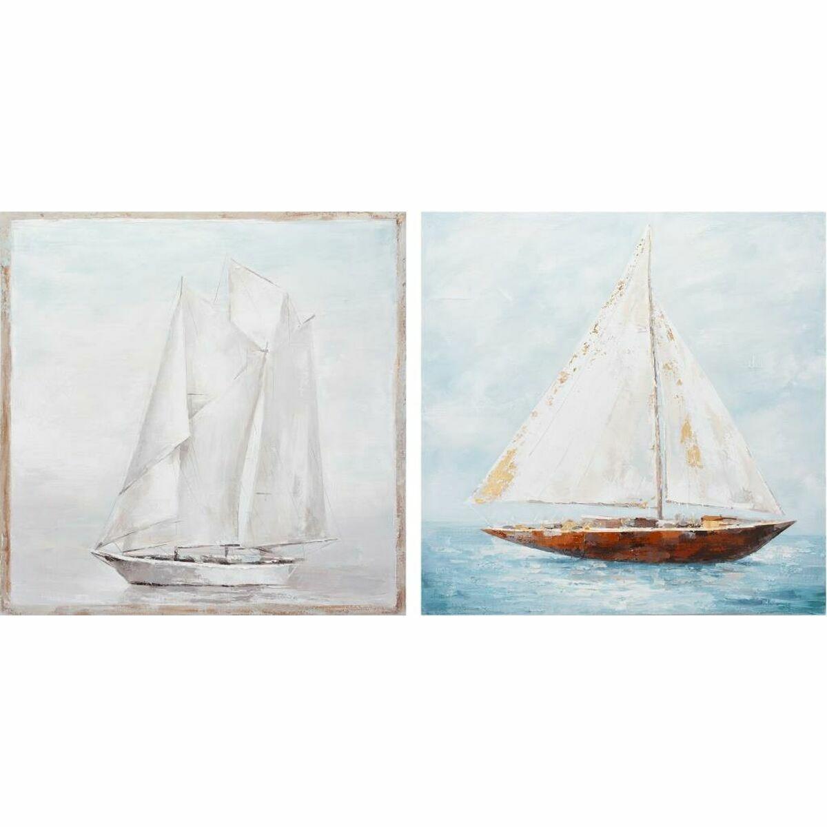 Cuadro DKD Home Decor 100 x 3,5 x 100 cm Velero (2 Unidades)