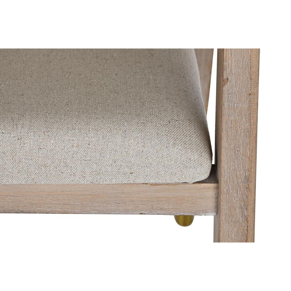 Silla con Reposabrazos DKD Home Decor Beige Poliéster Metal Abeto Plástico 59 x 55 x 88 cm