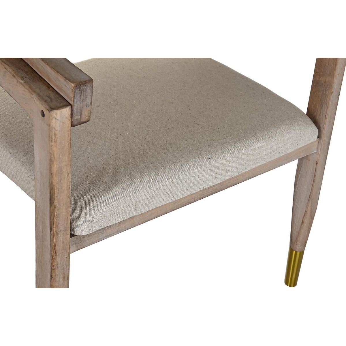 Silla con Reposabrazos DKD Home Decor Beige Poliéster Metal Abeto Plástico 59 x 55 x 88 cm