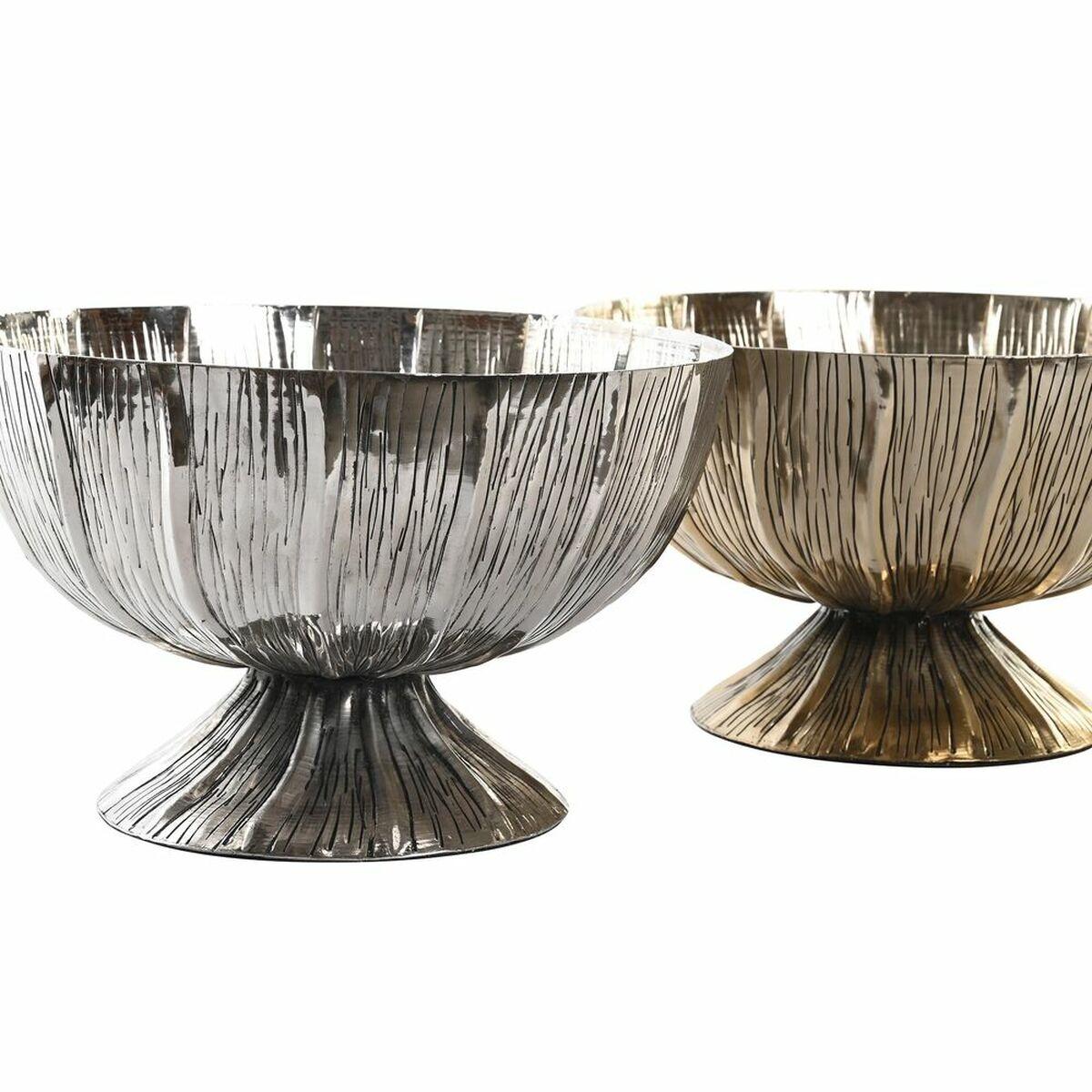 Centro de Mesa DKD Home Decor 31 x 31 x 20 cm Plateado Dorado Moderno (2 Unidades)