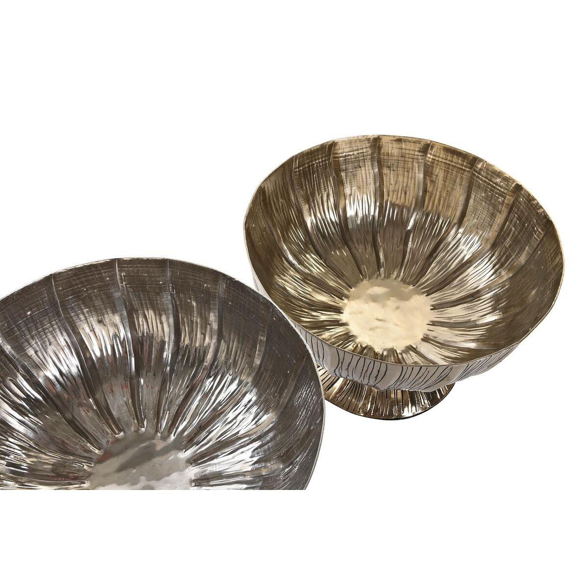 Centro de Mesa DKD Home Decor 31 x 31 x 20 cm Plateado Dorado Moderno (2 Unidades)