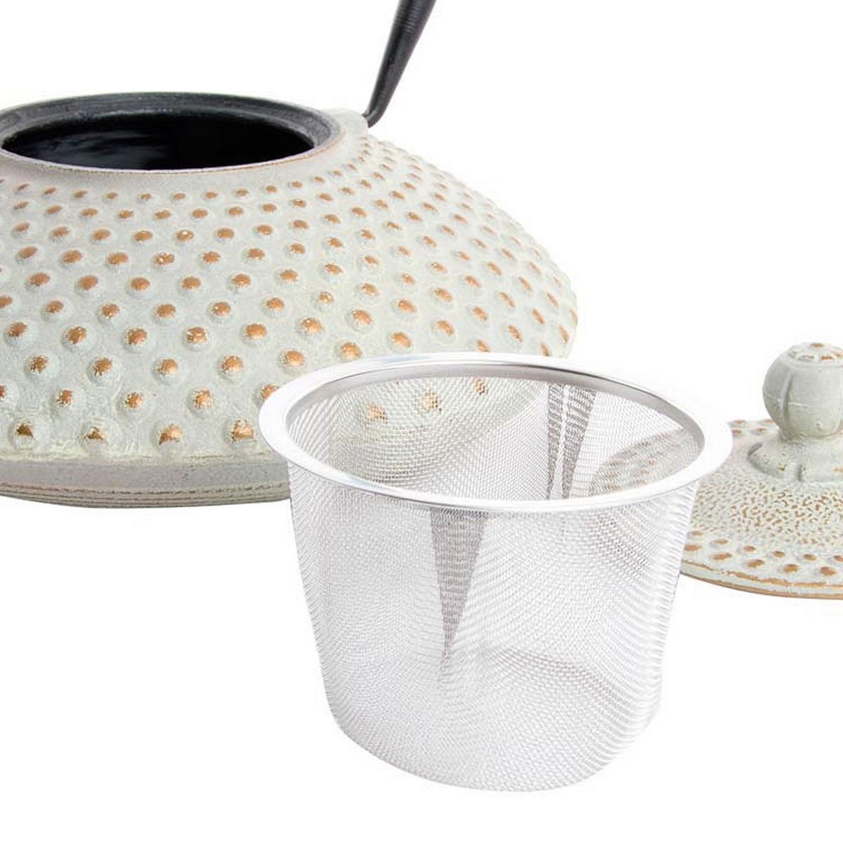 Tetera DKD Home Decor Blanco Dorado Hierro