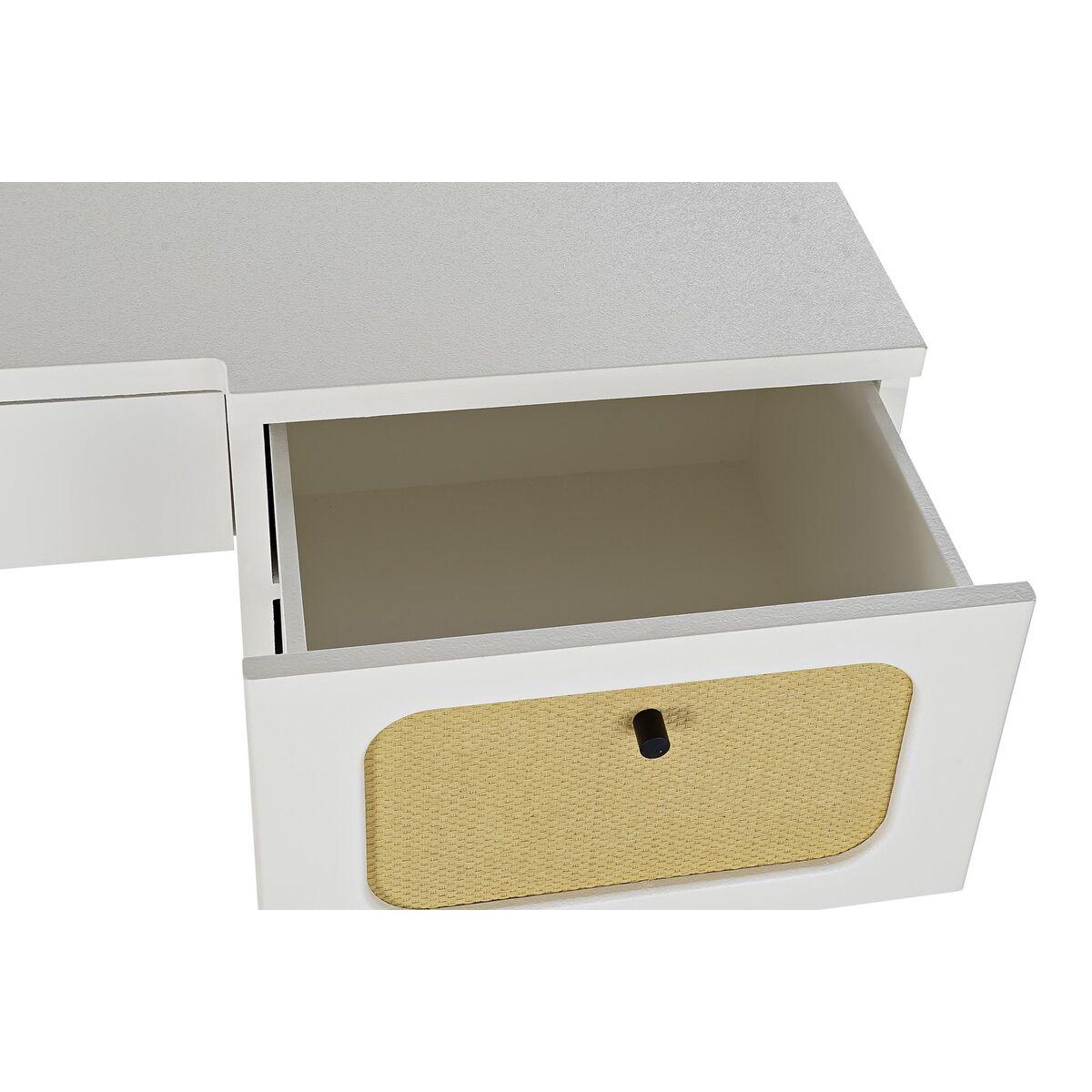 Escritorio DKD Home Decor Abeto Blanco Ratán (140 x 50 x 76 cm)