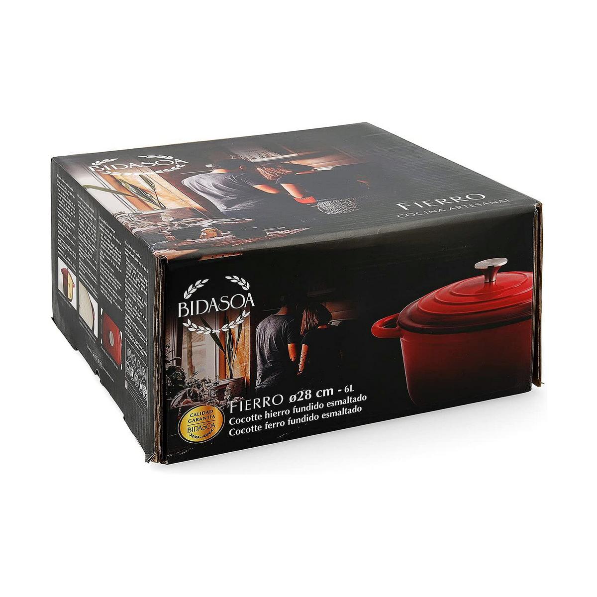 Cacerola Con Tapa Bidasoa Fierro Rojo Metal 6 L (6 L)