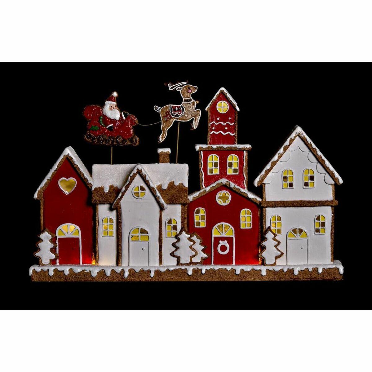 Adorno Navideño DKD Home Decor Casa Blanco Rojo Resina 41 x 7,5 x 27 cm