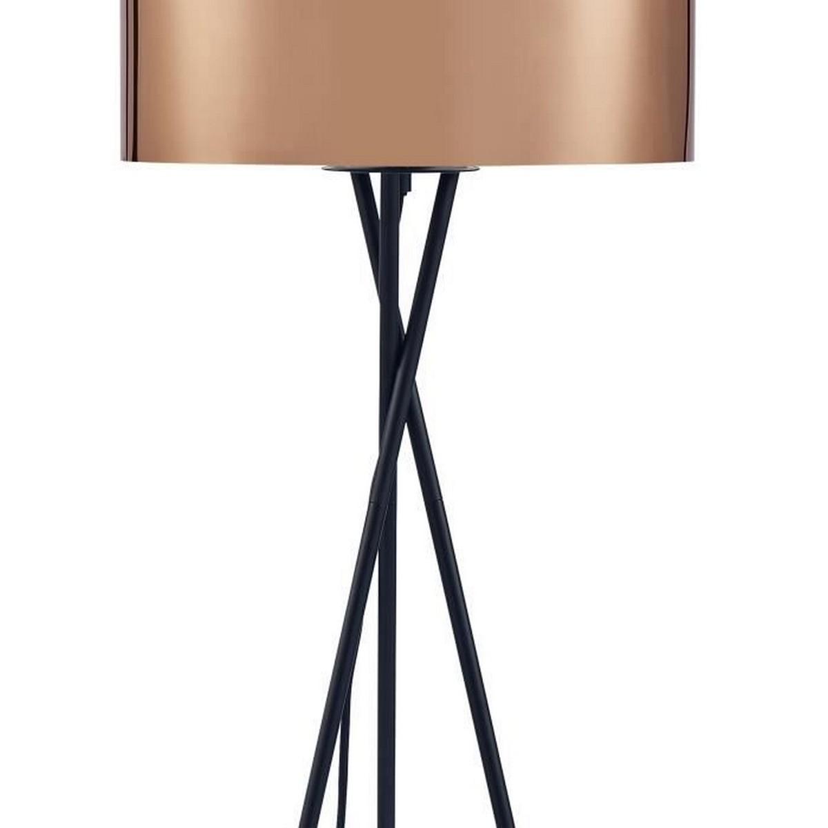 Lámpara de Pie Trípode 140 cm Ø 34 cm Cromado Metal Cobre PVC