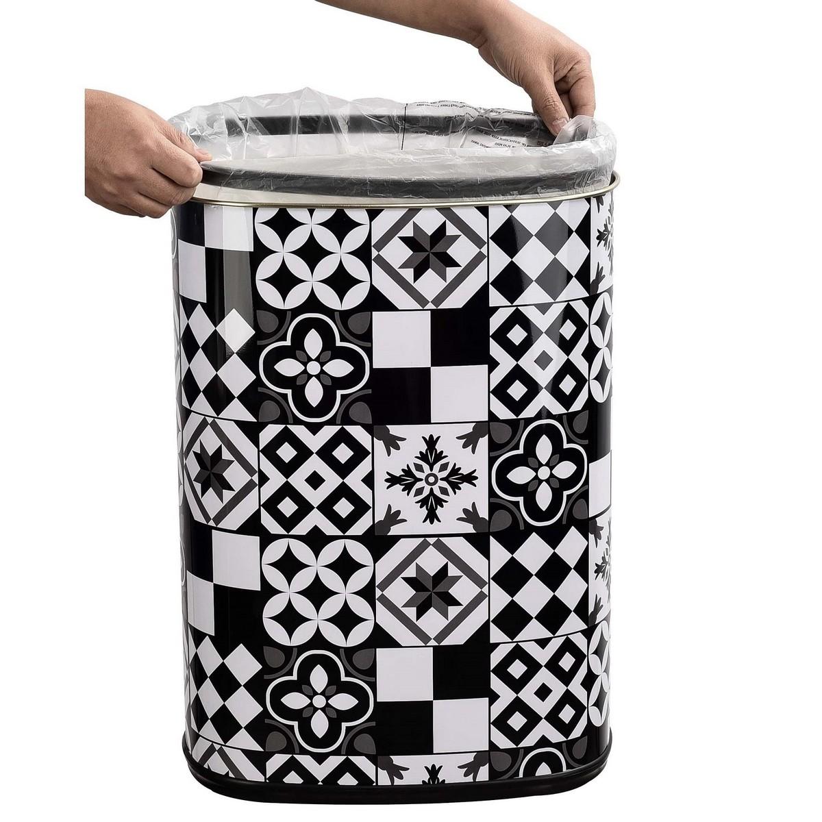 Cubo de basura Kitchen Move Automático Blanco Negro Azulejo Acero Inoxidable Blanco/Negro 58 L