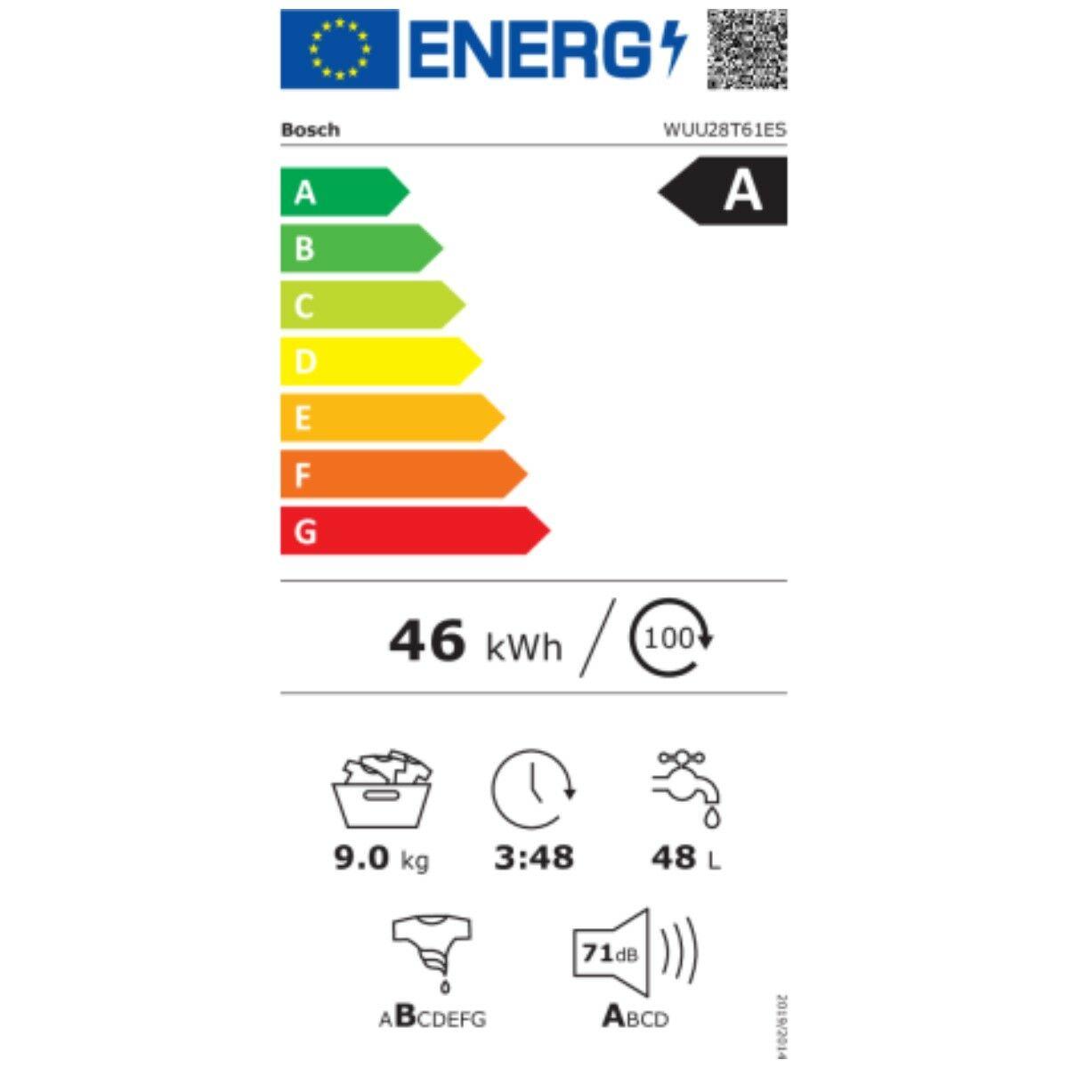 Lavadora BOSCH WUU28T61ES 60 cm 1400 rpm 9 kg