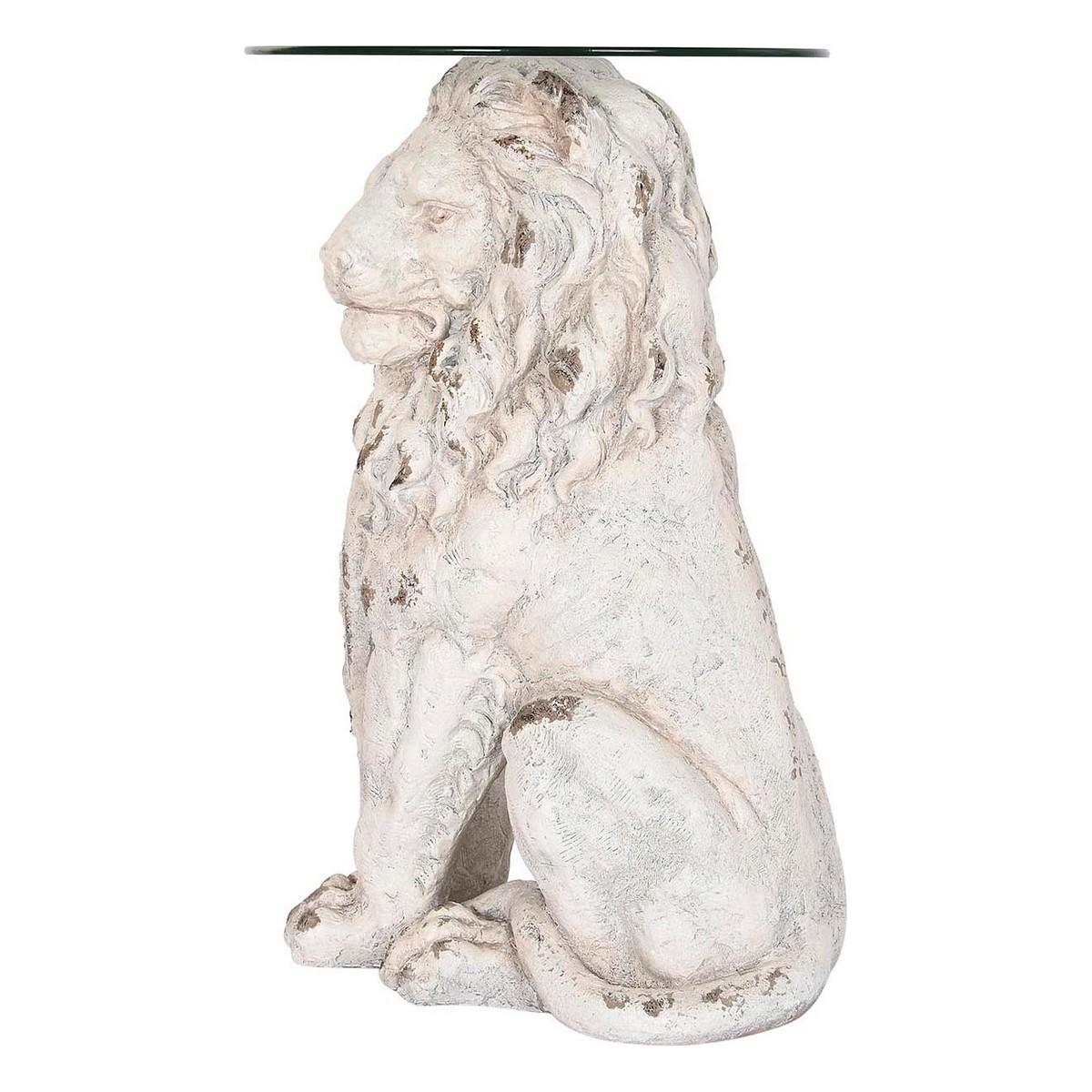 Mesa auxiliar DKD Home Decor León 52 x 44 x 72 cm Cristal Gris Metal Blanco Magnesio