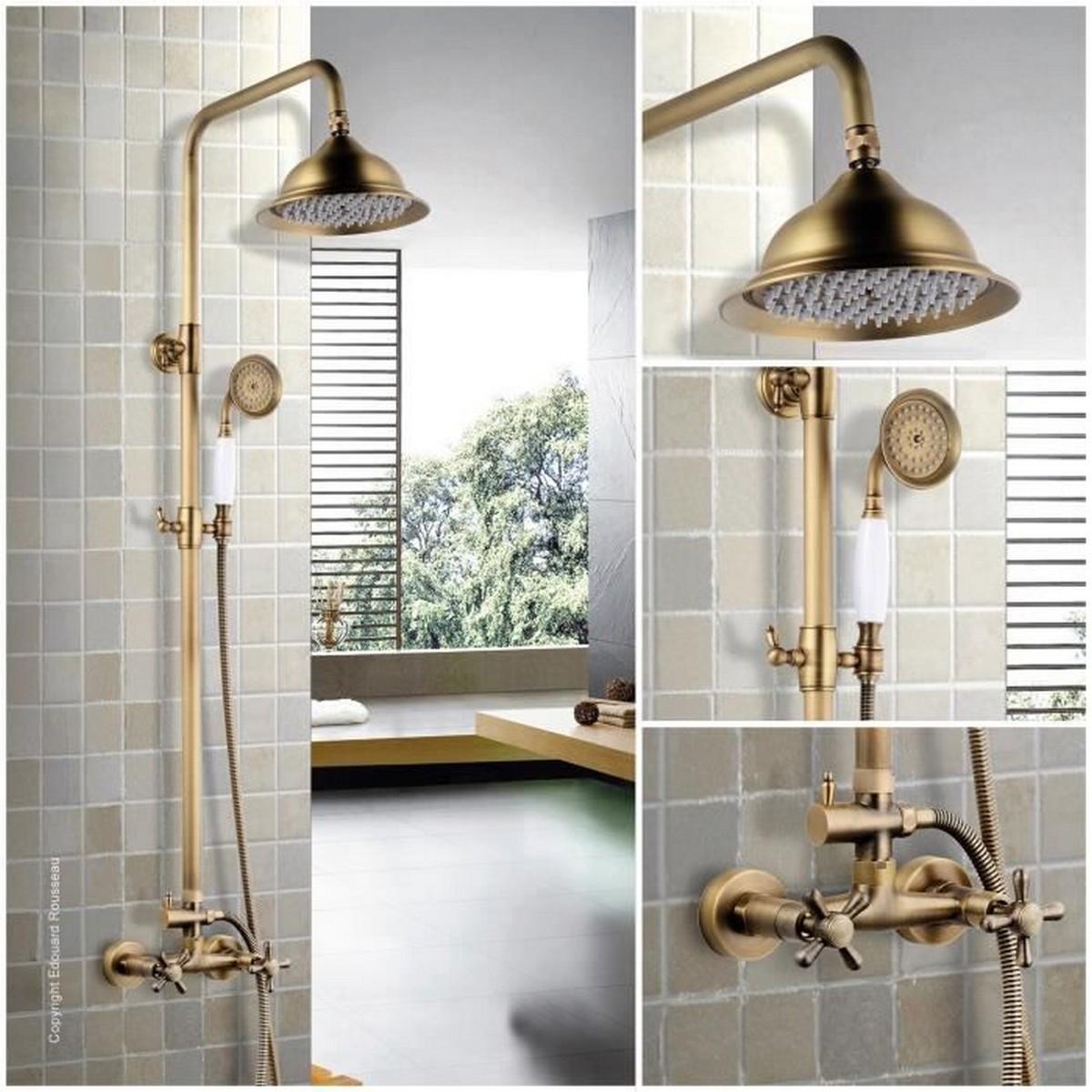 Columna de Ducha Rousseau Bronce Acero Inoxidable