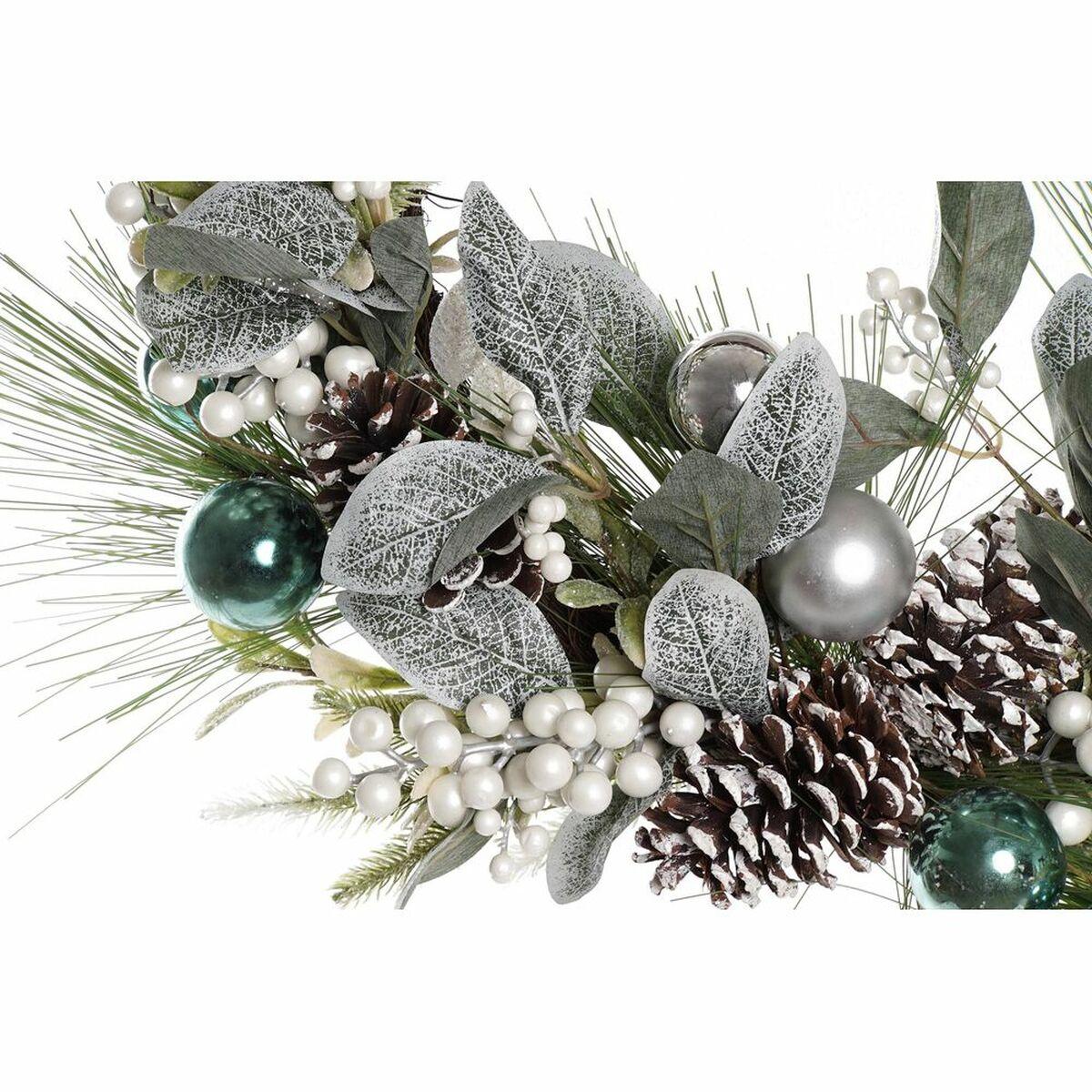 Corona de Navidad DKD Home Decor Azul Blanco Marrón PVC 60 x 60 x 12 cm