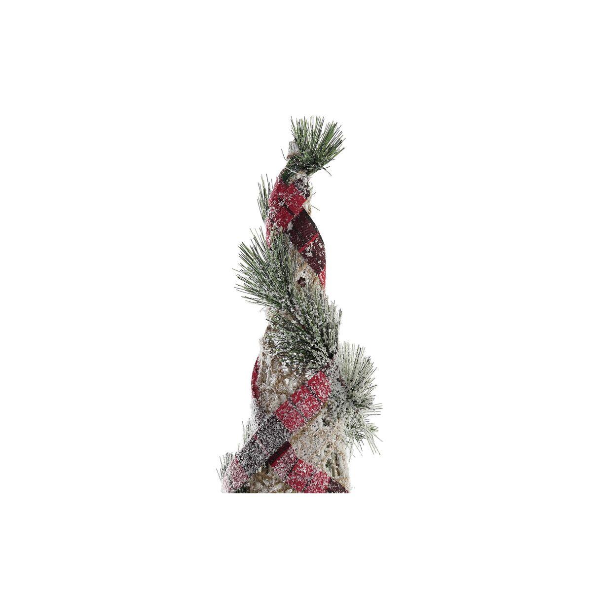 Decoración DKD Home Decor Conos Navidad LED Rojo Verde Natural Nevado 20 x 20 x 80 cm (3 Piezas)