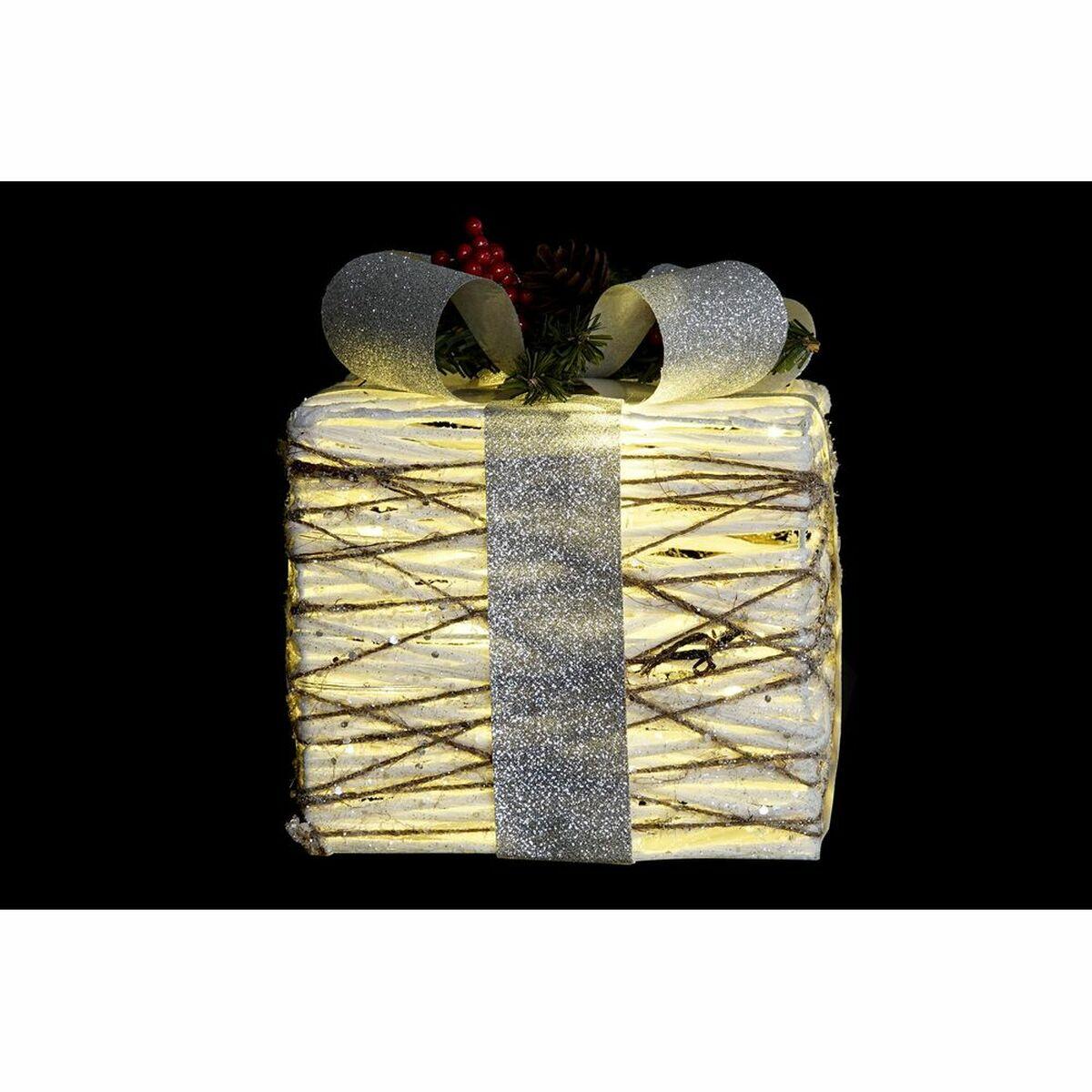 Juego de Cajas Decorativas DKD Home Decor LED Blanco Plateado 25 x 25 x 28 cm (3 Piezas)