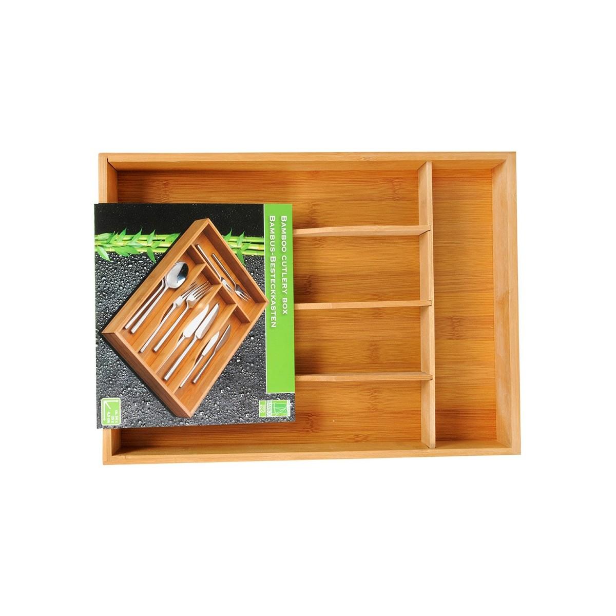 Organizador para Cubiertos 5five Simply Smart Marrón Natural Madera Bambú 34 x 25 x 4,5 cm