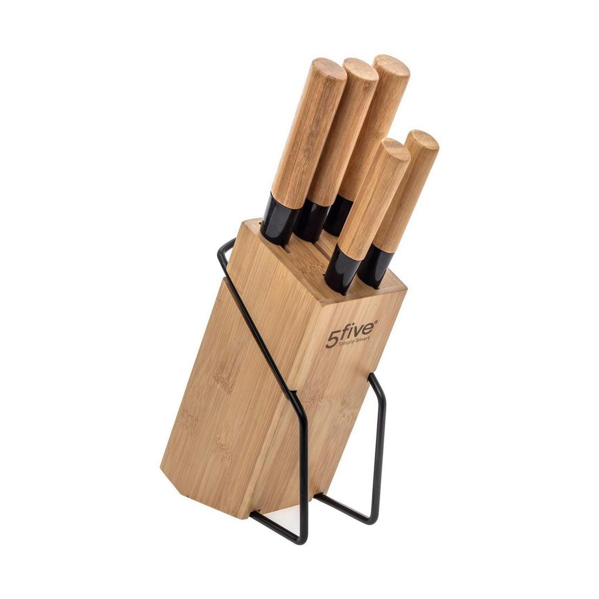 Set de Cuchillos con Soporte de Madera 5five Simply Smart 32,5 x 22,5 x 7,5 cm