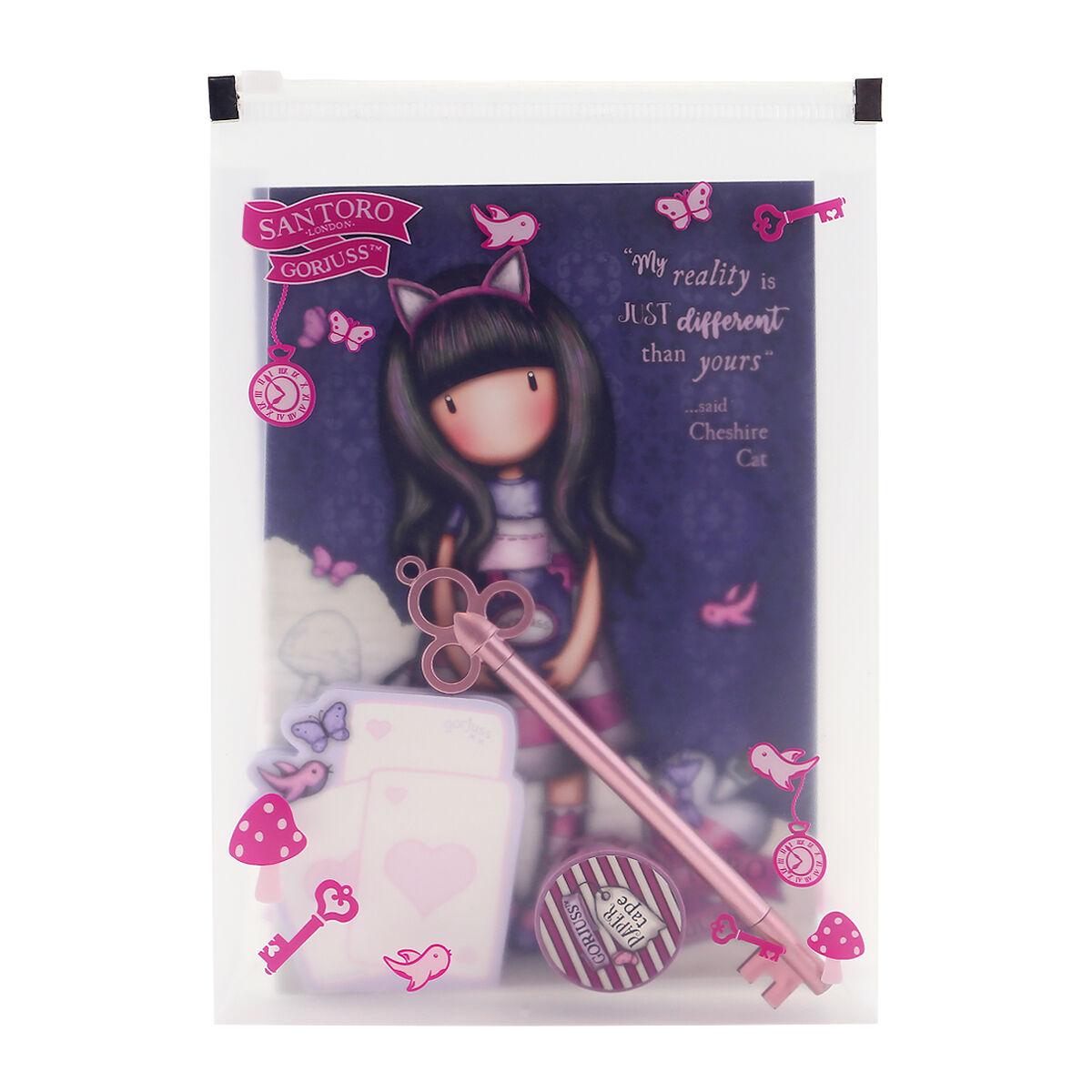 Set de Papelería Gorjuss Cheshire cat Morado