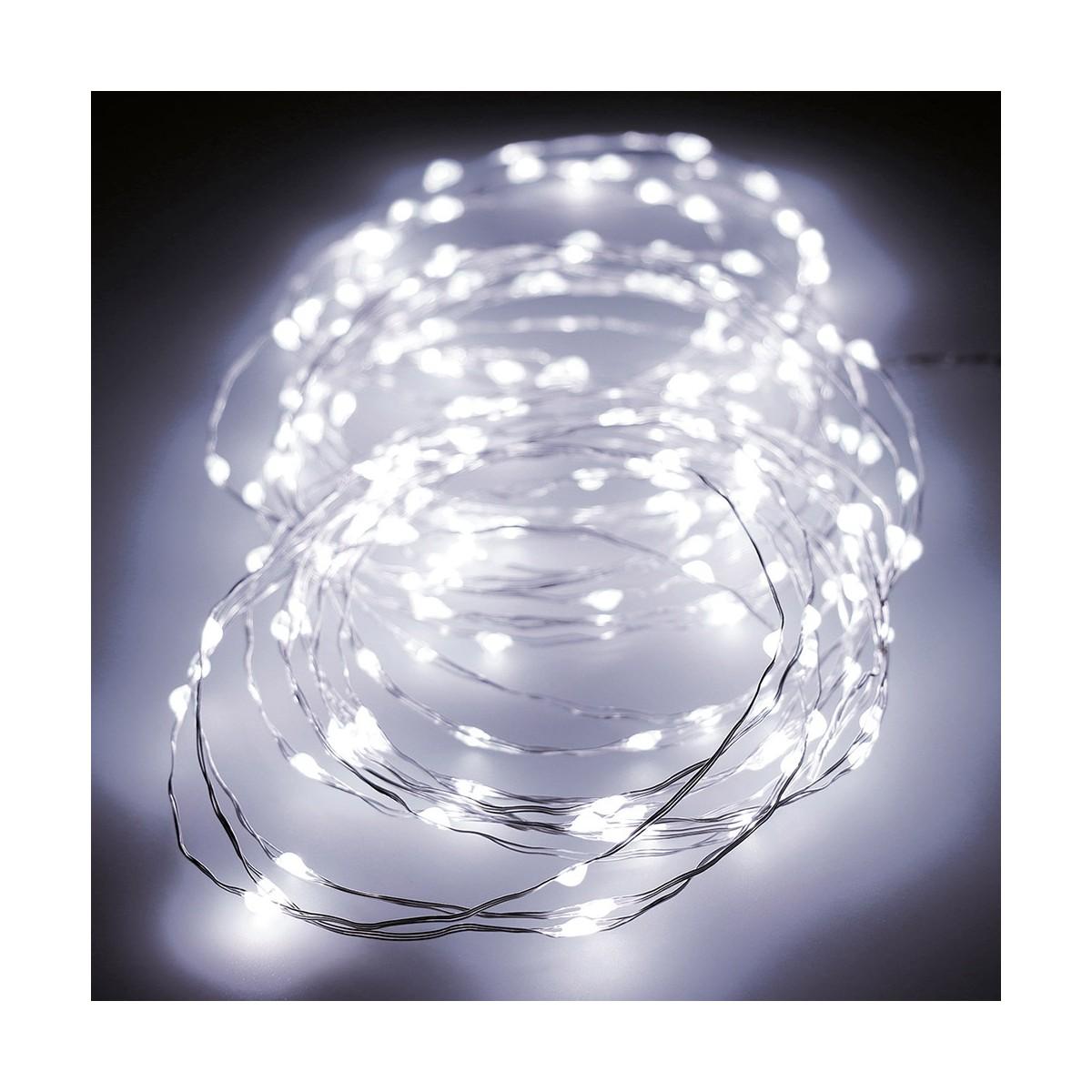 Guirnalda de Luces LED Lumineo Plateado 5 m 12 m 14 m (Blanco Frío)