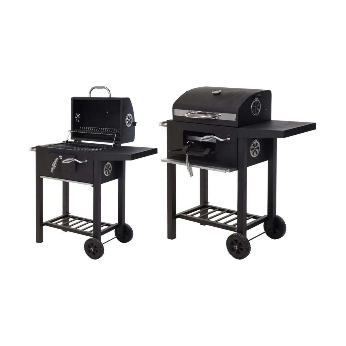 Barbacoa de Carbón con Tapa y Ruedas 48,5 x 36 x 96 cm Negro