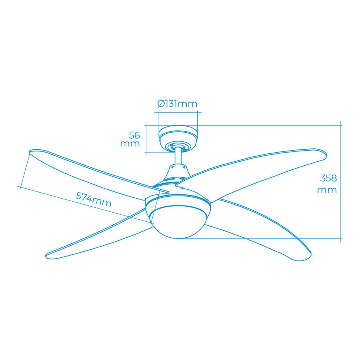 Ventilador de Techo con Luz EDM 33806 Caspio Blanco 60 W