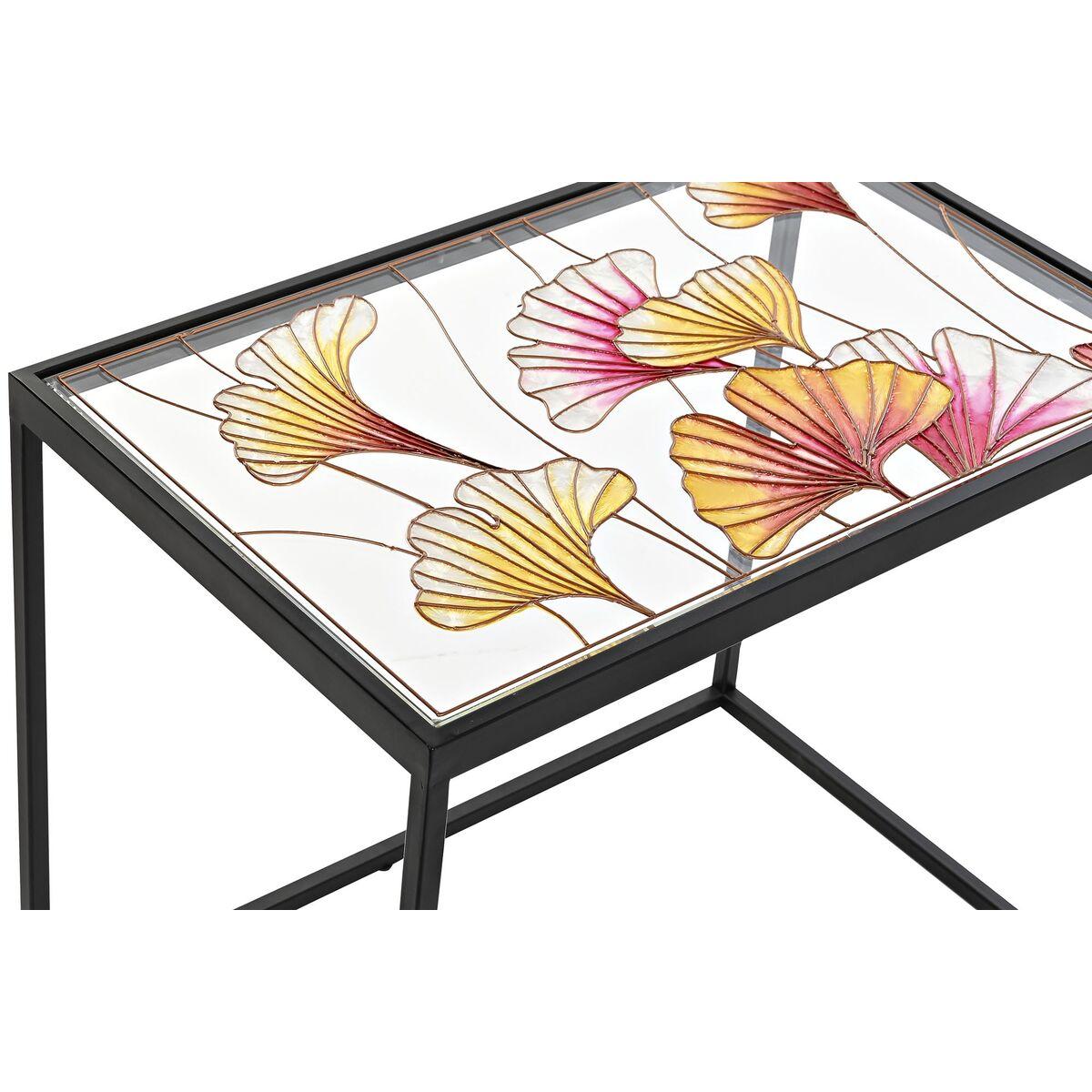 Juego de 3 mesas DKD Home Decor Amarillo Negro Rosa Dorado 60 x 40 x 50 cm