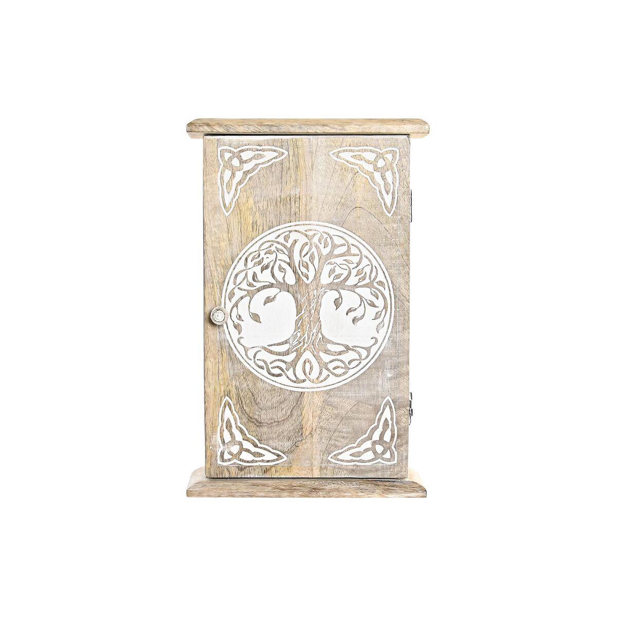 Armario de llaves DKD Home Decor Blanco Marrón Madera de mango 18 x 7,5 x 28 cm