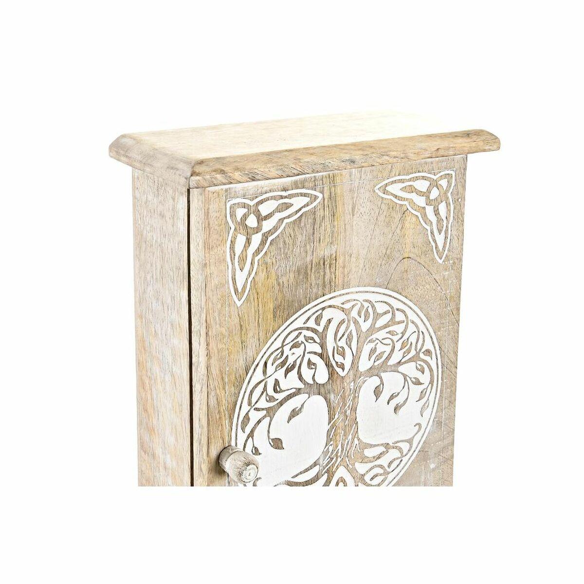 Armario de llaves DKD Home Decor Blanco Marrón Madera de mango 18 x 7,5 x 28 cm