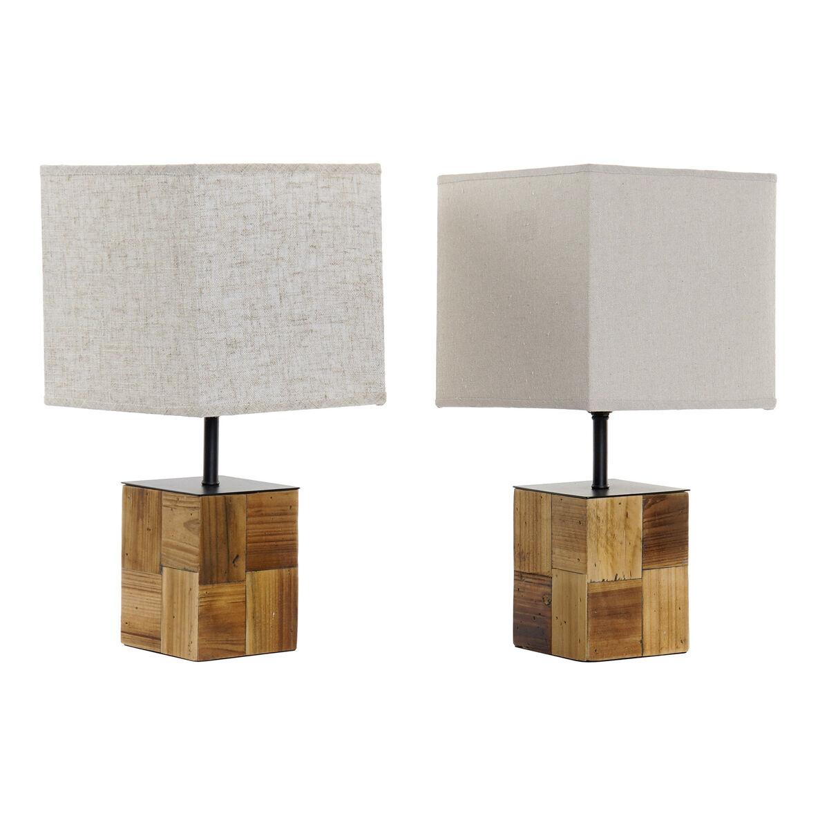 Lámpara de mesa DKD Home Decor 20,5 x 20,5 x 40 cm Abeto Metal 220 V 60 W (2 Unidades)