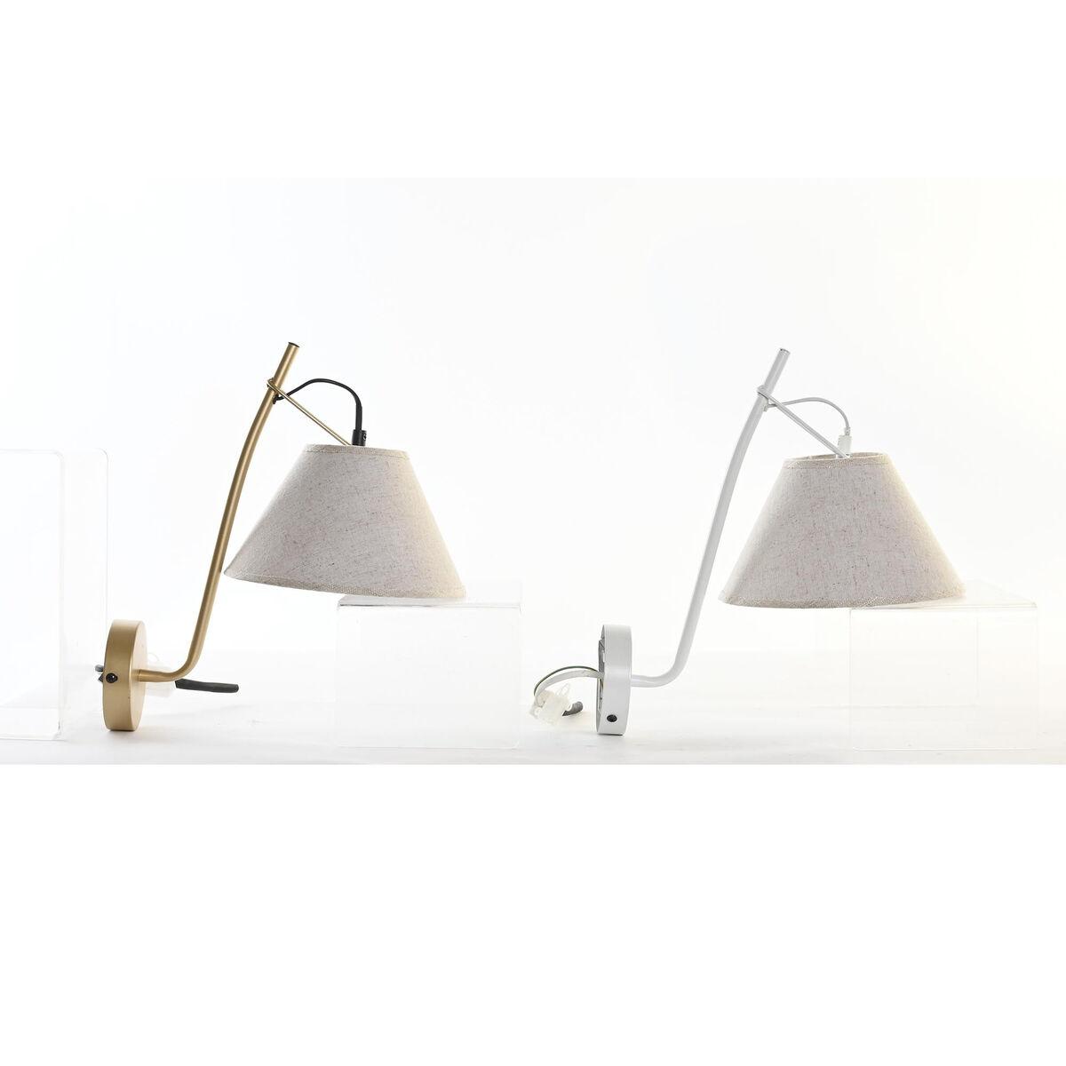 Lámpara de Pared DKD Home Decor Dorado Metal Lino Blanco 50 W Moderno (22 x 32 x 37 cm) (2 Unidades)